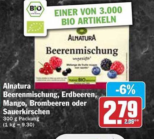Alnatura Beerenmischung, Erdbeeren, Mango, Brombeeren oder Sauerkirschen 300 g