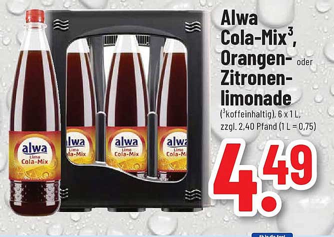 Alwa Cola-Mix®, Orangen- oder Zitronenlimonade, 6 x 1 L