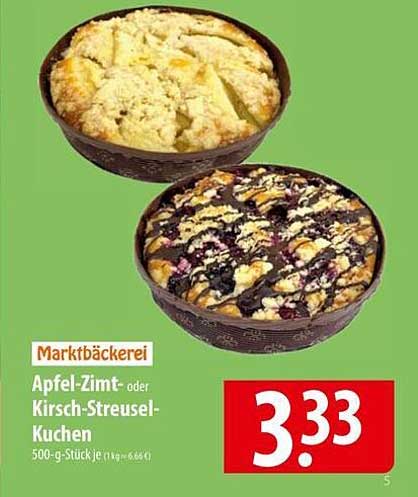 Apfel-Zimt- oder Kirsch-Streusel-Kuchen