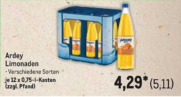 Ardey Limonaden - Verschiedene Sorten je 12 x 0,75-l-Kasten