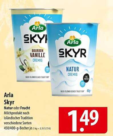 Arla Skyr Natur oder Frucht