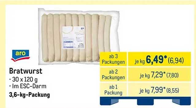aro Bratwurst 3,6 kg-Packung