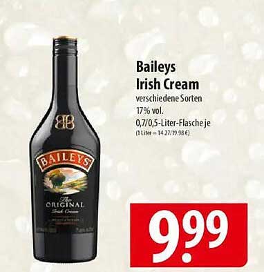 Baileys Irish Cream verschiedene Sorten 0,7/0,5-Liter-Flasche