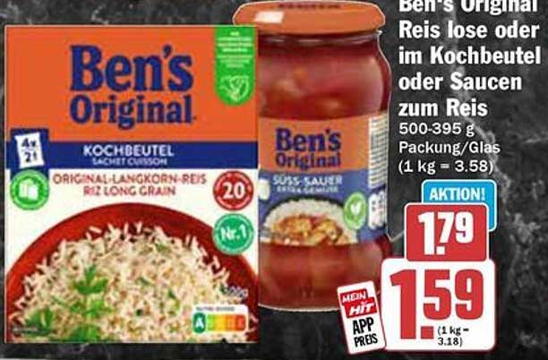 Ben's Original Reis lose oder im Kochbeutel oder Saucen zum Reis