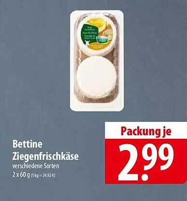 Bettine Ziegenfrischkäse verschiedene Sorten
