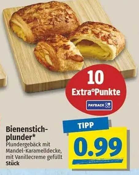 Bienenstich-Plunder - Plundergebäck mit Mandel-Karamell und Vanillecreme