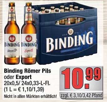 Binding Römer Pils oder Export 20x0,5/24x0,33-L-Fl.
