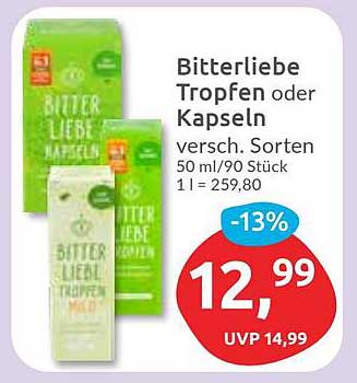 Bitterliebe Tropfen oder Kapseln - Verschiedene Sorten