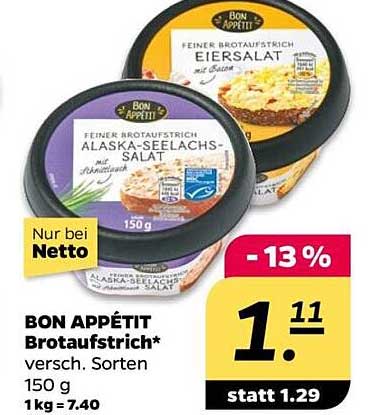 BON APPÉTIT Brotaufstrich - Verschiedene Sorten 150 g