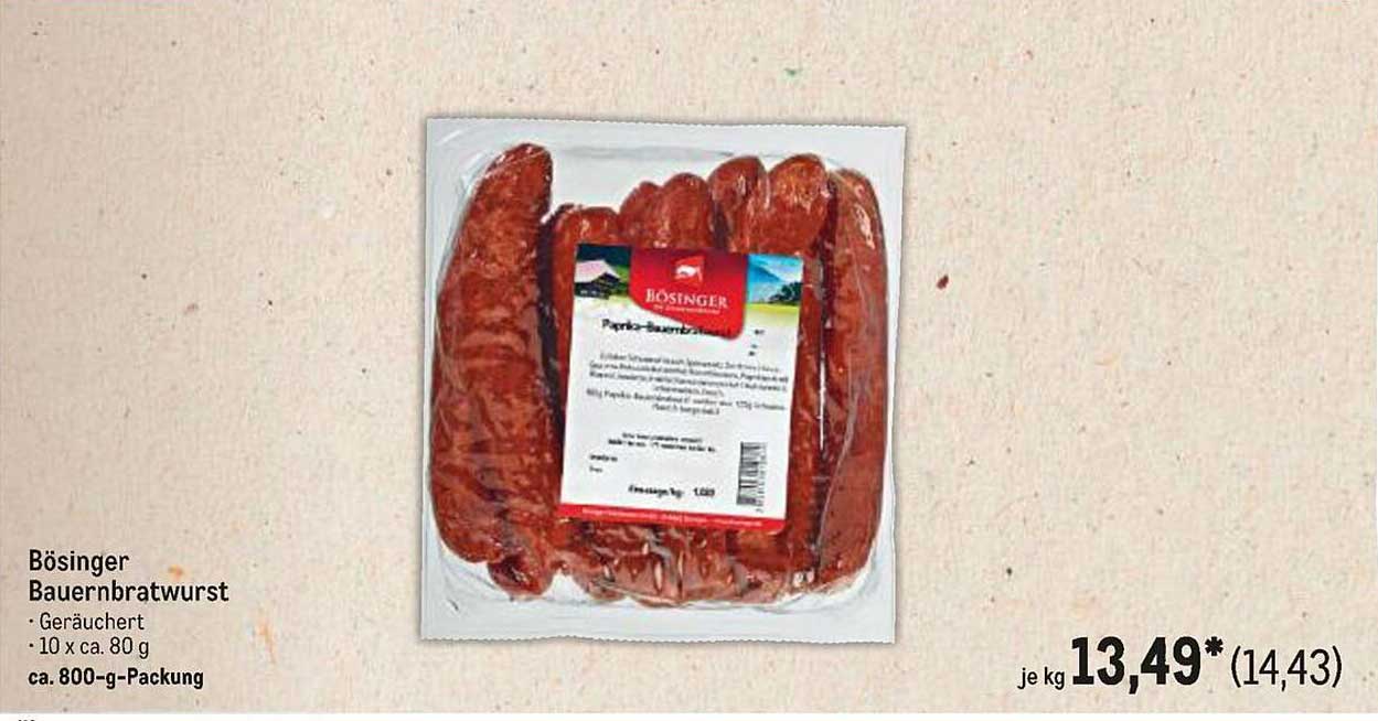 Bösinger Bauernbratwurst - 800 g Packung