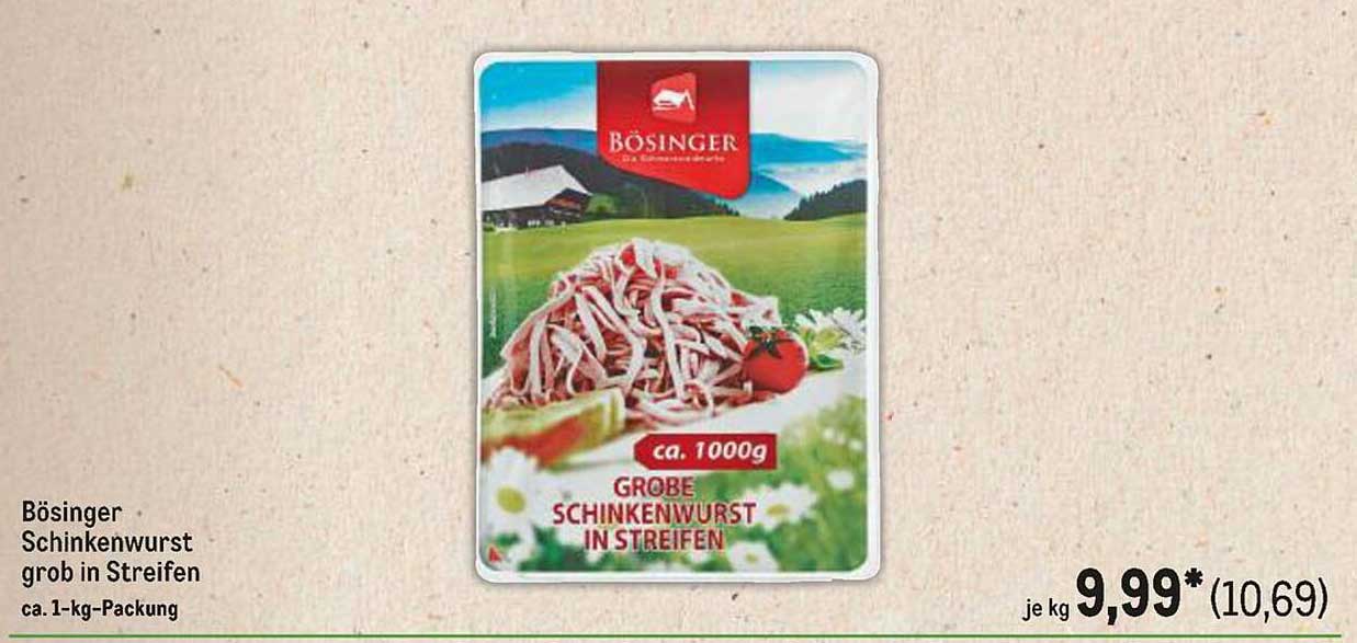 Bösinger Schinkenwurst grob in Streifen (ca. 1-kg-Packung)