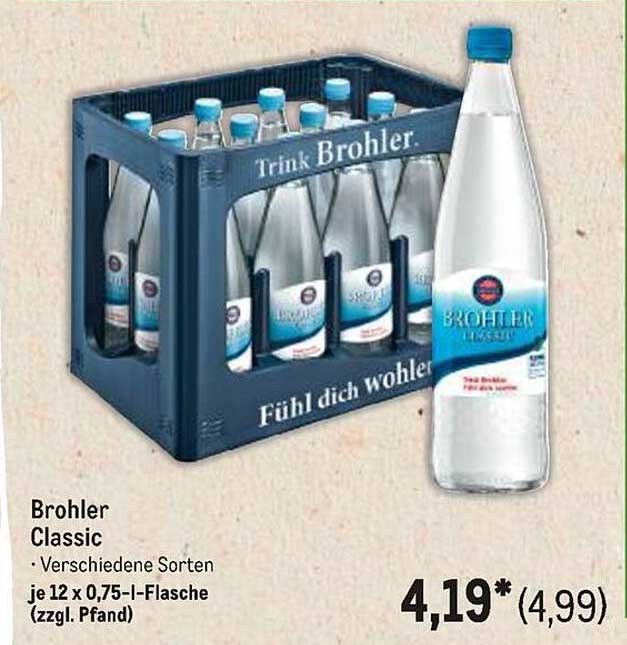 Brohler Classic Mineralwasser – 12 x 0,75 l Flasche