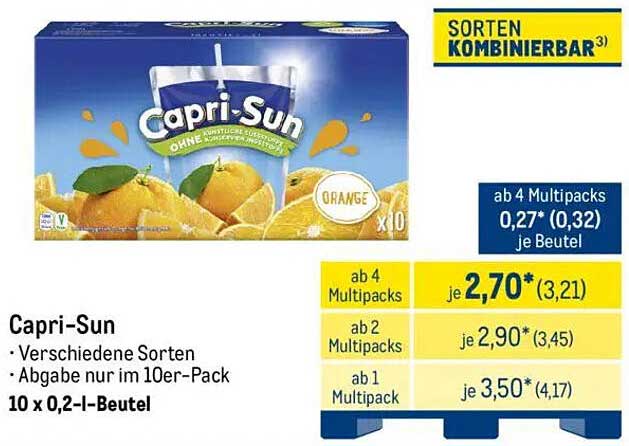 Capri-Sun 10 x 0,2 l-Beutel – Verschiedene Sorten