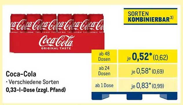Coca-Cola 0,33-l-Dose – Verschiedene Sorten