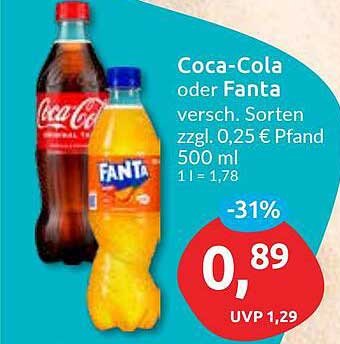 Coca-Cola oder Fanta 500 ml für nur 0,89 €