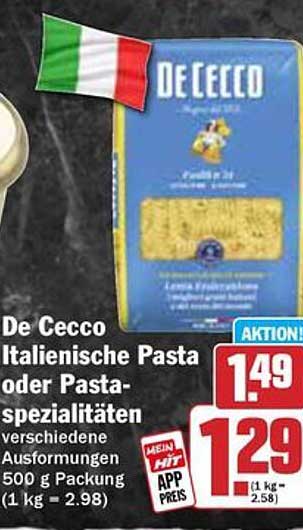 De Cecco Italienische Pasta oder Pasta-Spezialitäten