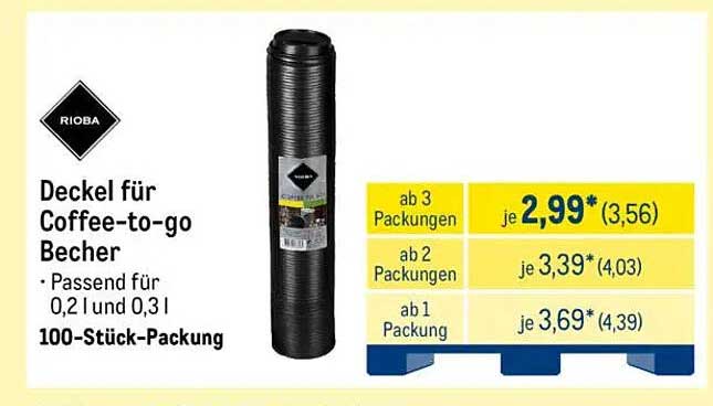 Deckel für Coffee-to-go Becher - 100-Stück-Packung