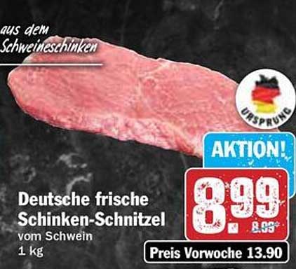Deutsche frische Schinken-Schnitzel vom Schwein 1 kg