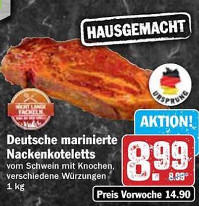 Deutsche marinierte Nackensteaks vom Schwein mit Knochen, verschiedene Würzungen 1 kg