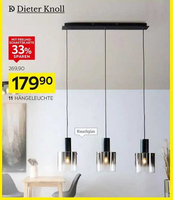 Dieter Knoll Hängelampe mit Rauchglas
