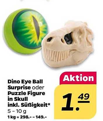 Dino Eye Ball Surprise oder Puzzle Figure in Skull inkl. Süßigkeit