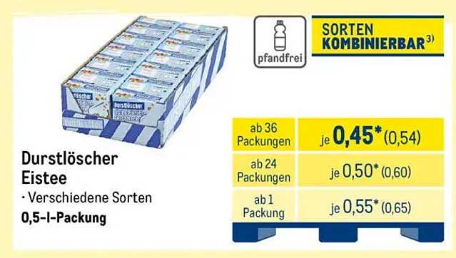 Durstlöscher Eistee - Verschiedene Sorten, 0,5 l-Packung