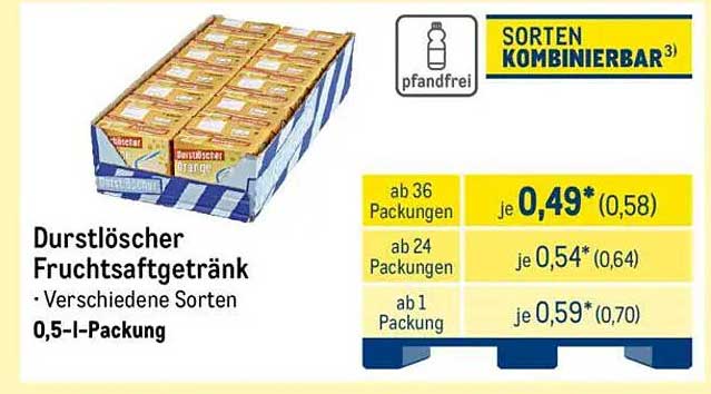 Durstlöscher Fruchtsaftgetränk - Verschiedene Sorten, 0,5-l-Packung
