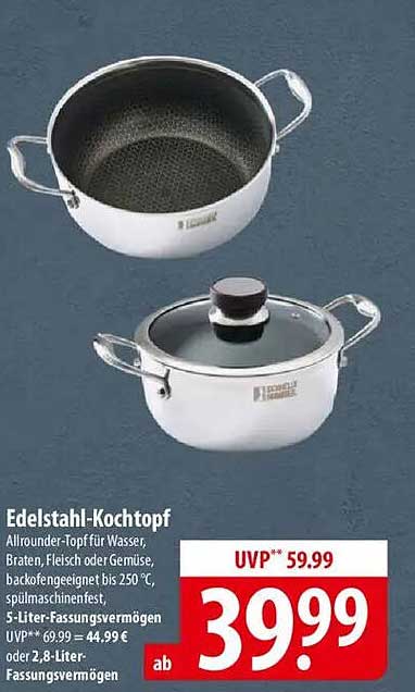 Edelstahl-Kochtopf – Allrounder für Wasser, Braten, Fleisch oder Gemüse