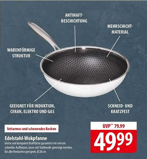Edelstahl-Wokpfanne