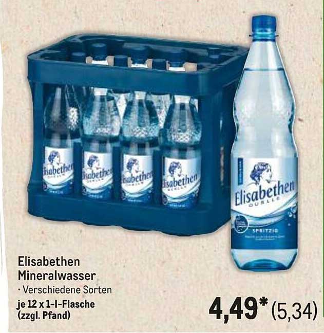 Elisabethen Mineralwasser - Verschiedene Sorten