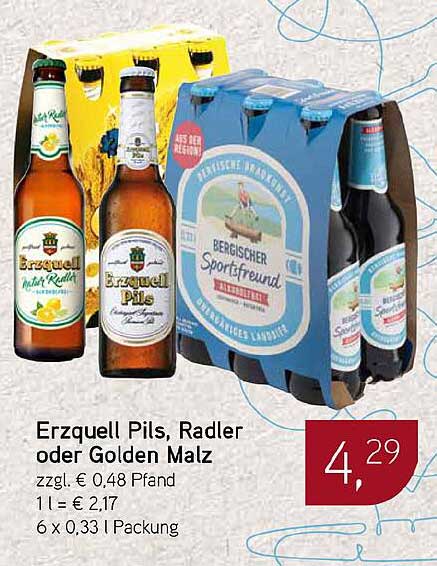 Erzquell Pils, Radler oder Golden Malz