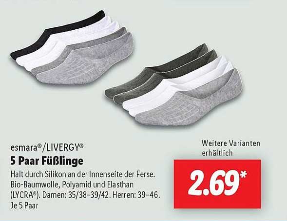 esmara®/LIVERGY® 5 Paar Füßlinge