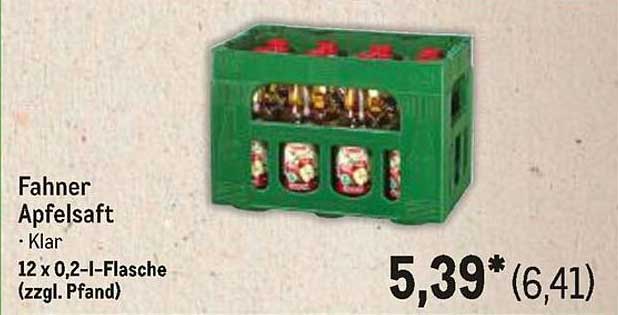 Fahner Apfelsaft - Klar 12 x 0,2 l-Flasche