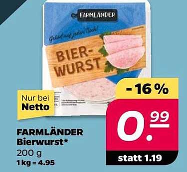 FARMLÄNDER Bierwurst* 200 g