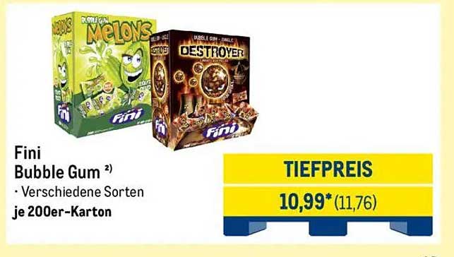 Fini Bubble Gum – Verschiedene Sorten je 200er-Karton