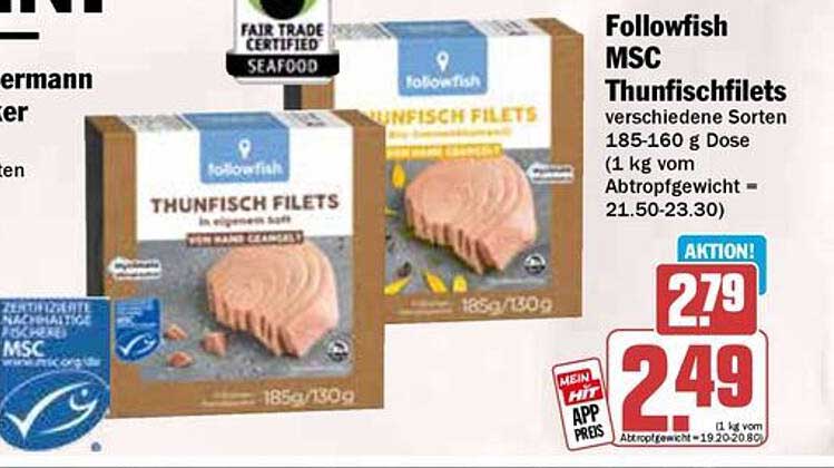 Followfish MSC Thunischfilets 185-160 g Dose