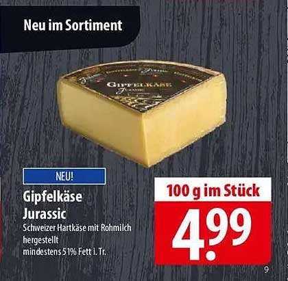 Gipfelkäse Jurassic – Schweizer Hartkäse mit Rohmilch