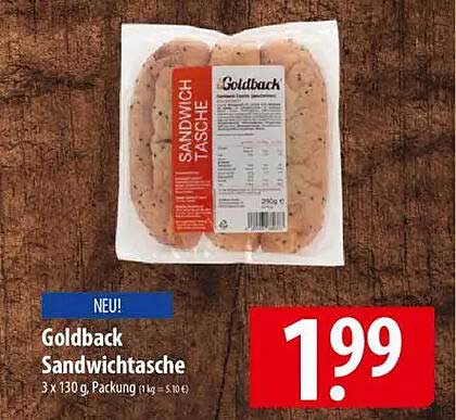Goldback Sandwichtasche 3 x 130 g, Packung