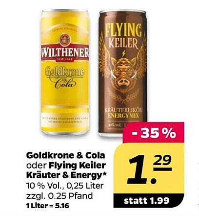 Goldkrone & Cola oder Flying Keiler Kräuter & Energy – Jetzt zugreifen!