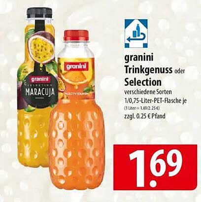 granini Trinkgenuss oder Selection 1/0,75-Liter-PET-Flasche verschiedene Sorten