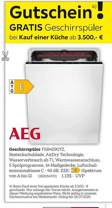 Gratis Geschirrspüler bei Kauf einer Küche ab 3.500,- €