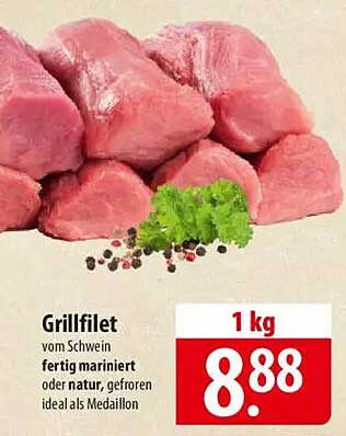 Grillfilet vom Schwein - fertig mariniert oder natur, gefroren