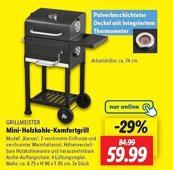 GRILLMEISTER Mini-Holzkohle-Komfortgrill
