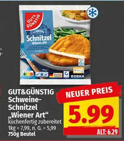 GUT& GÜNSTIG Schweine-Schnitzel "Wiener Art" 750g Beutel