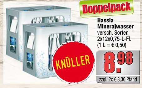 Hassia Mineralwasser Doppelpack 2x12x0,75-L-Flaschen
