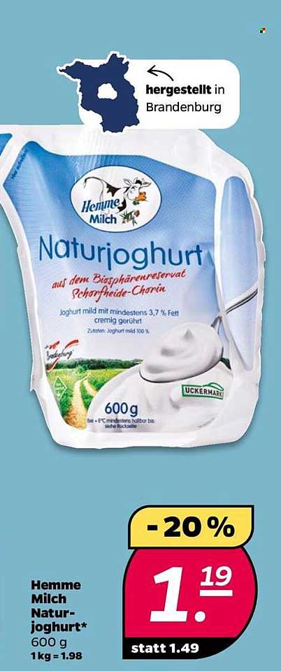 Hemme Milch Naturjoghurt 600 g