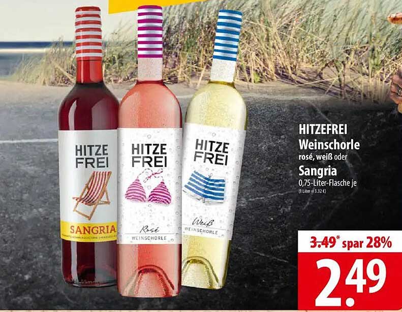 HITZEFREI Weinschorle rosé, weiß oder Sangria 0,75-Liter-Flasche je