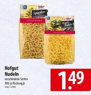 Hofgut Nudeln - verschiedene Sorten 500-g-Packung