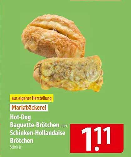 Hot-Dog Baguette-Brötchen oder Schinken-Hollandaise Brötchen