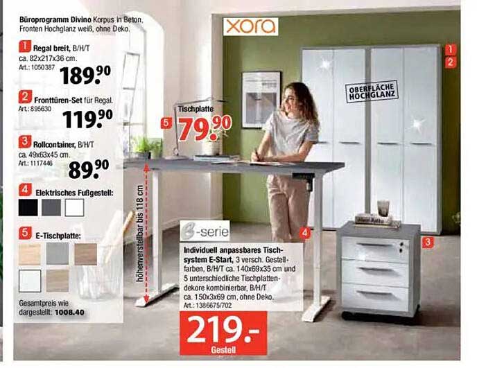 Individuell anpassbares Tischsystem E-Start